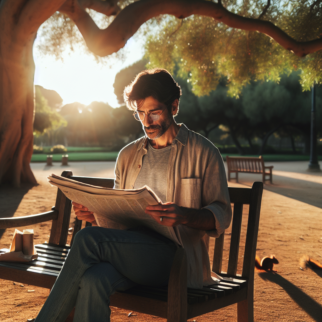 Man reading newspaper